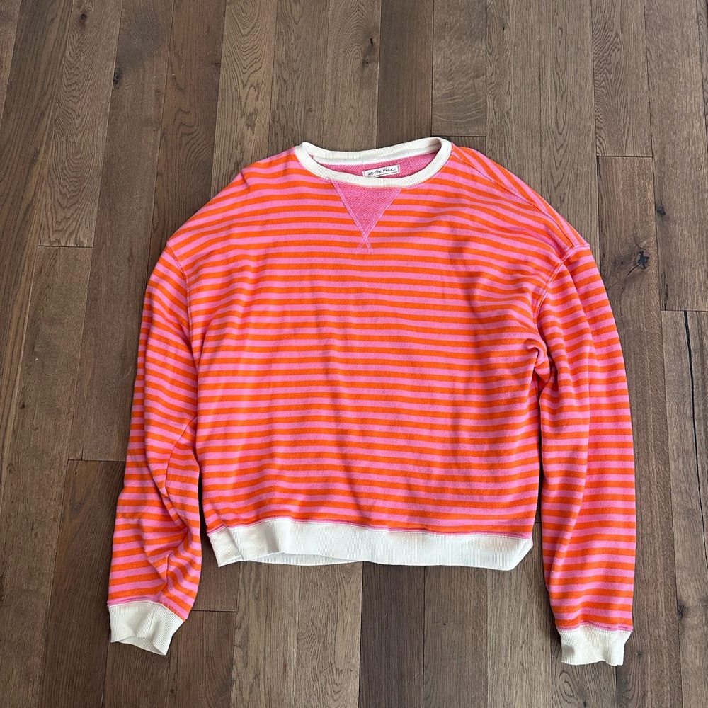 Free People Orange and Pink Striped Sweatshirt